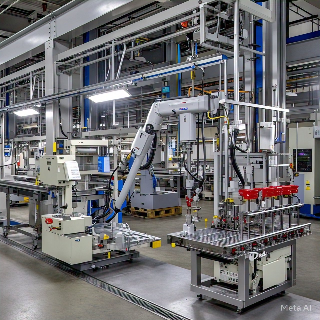 Sistema neumático en línea de producción industrial