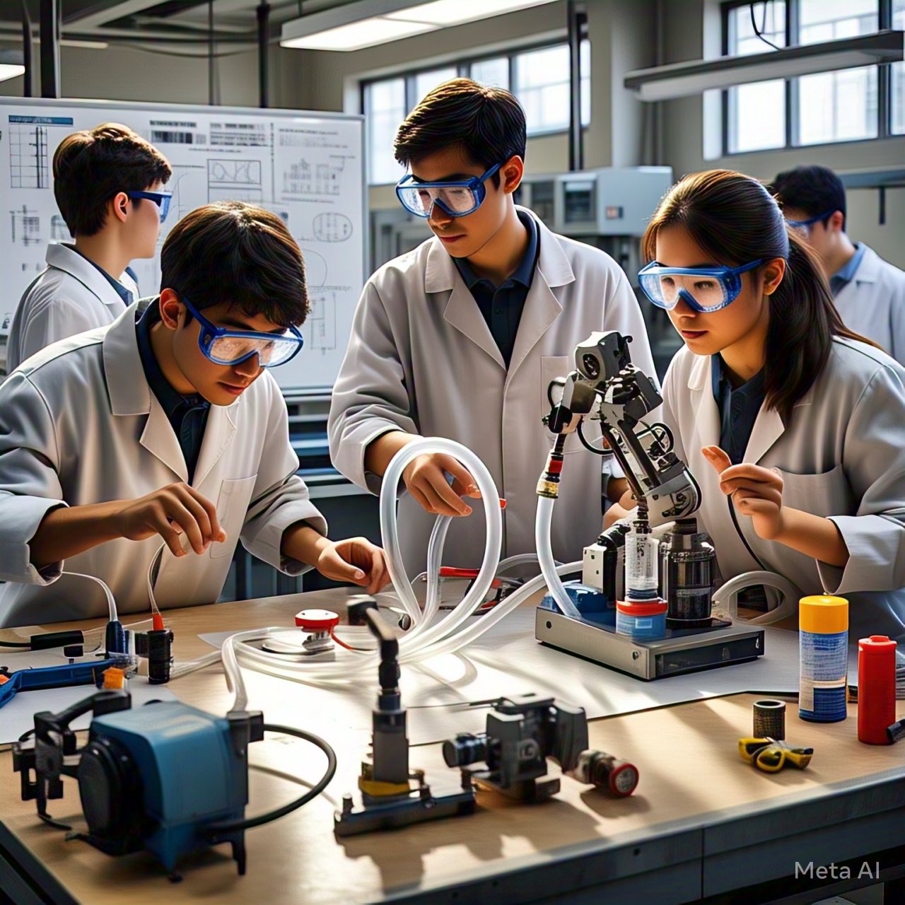 Sistema neumático educativo con jeringas y tubos